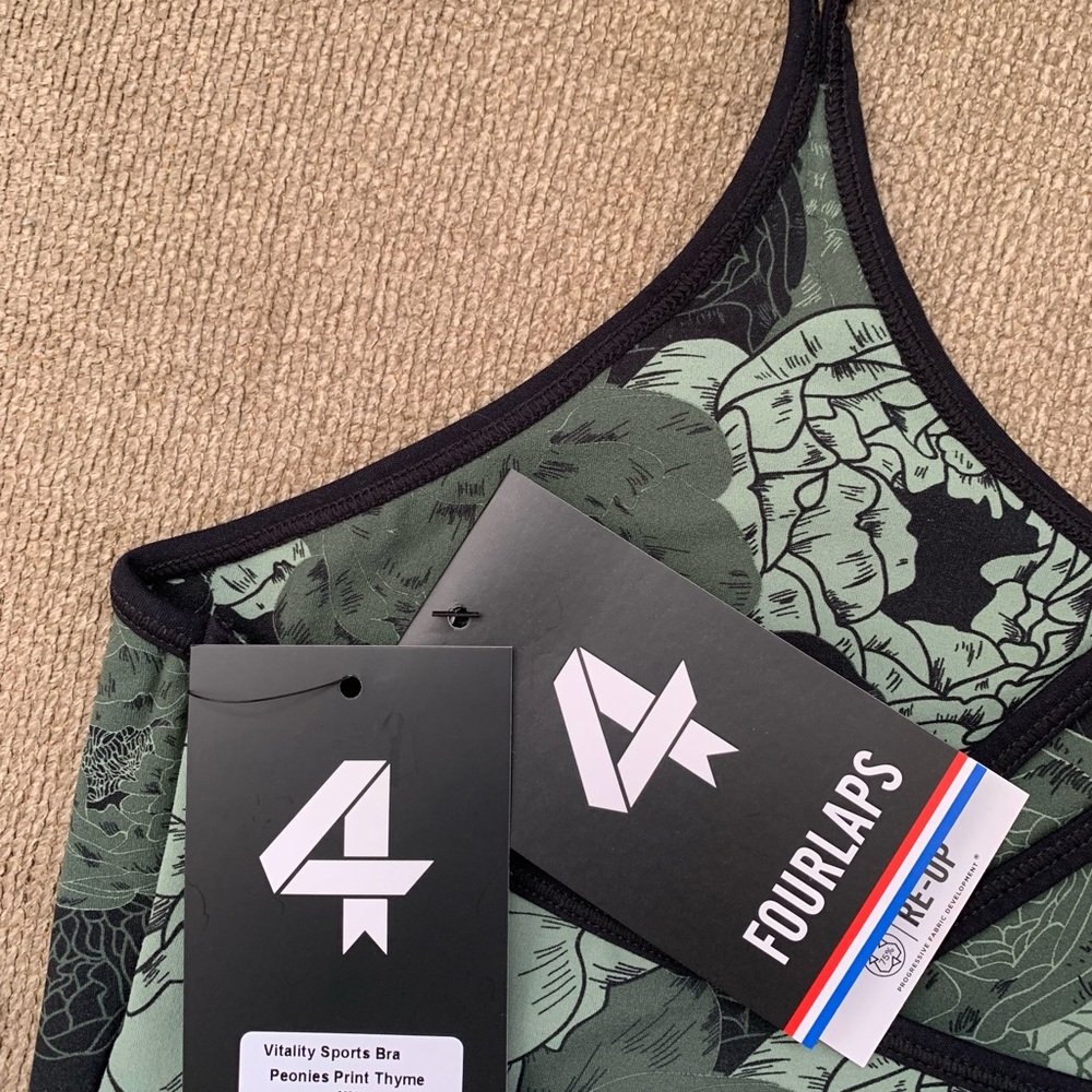 Four Laps Vitality Peonies NEW Print Thyme Sports Bra XXL